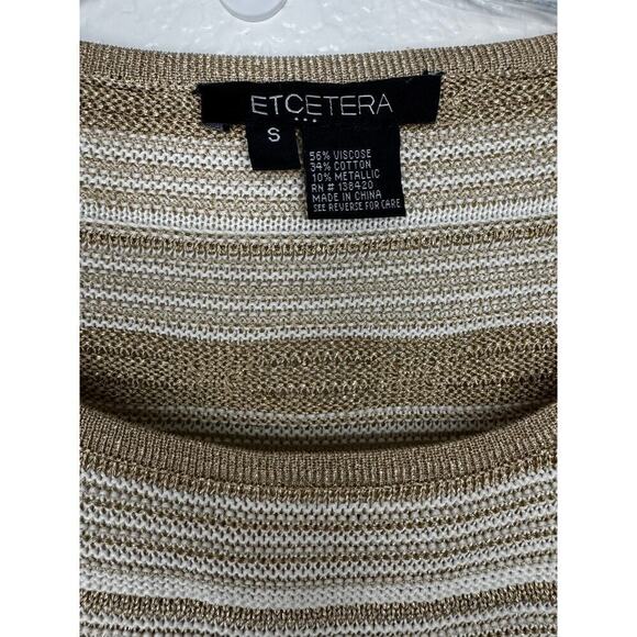 Etcetera Short Sleeve Gold Sweater Size S - Picture 2 of 5